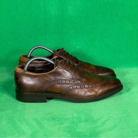 Ecco Other - ECCO Men's Melbourne Wing Tip Tie Oxford Shoes Brown Leather Size 9